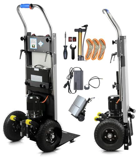 Elektrische Treppensteiger-Handkarre, 408 kg Treppensteiger, Lithium-Akku mit Sicherheitsseil, 1250 W robuster Treppensteiger, verstellbar, 3 Geschwindigkeiten, Lagerlogistik, Transport, Umzugsmöbel