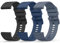 Yisica 3 Piezas Correa para 22mm Reloj Inteligente Hombre Mujer, Liberación Rápida de Silicona Suave Pulseras de Repuesto (Negro/Azul Marino/Gris Azul, 22mm)