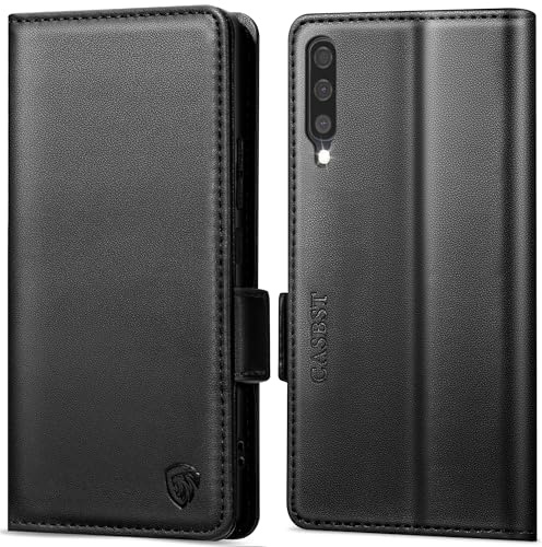 CASBST Handyhülle für Samsung Galaxy A50/A30S Hülle, Premium Leder Schutzhülle Klappbar für Samsung Galaxy A50 Flip Case mit Kartenfach Ständer Magnet Klapphülle für Samsung A50 Hülle (Schwarz)