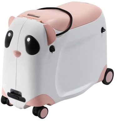 Berwin Panda Adventure Kinder Reisekoffer Trolley Kindertrolley Handgepäck Koffer mit Rollen und Sitz Rosa