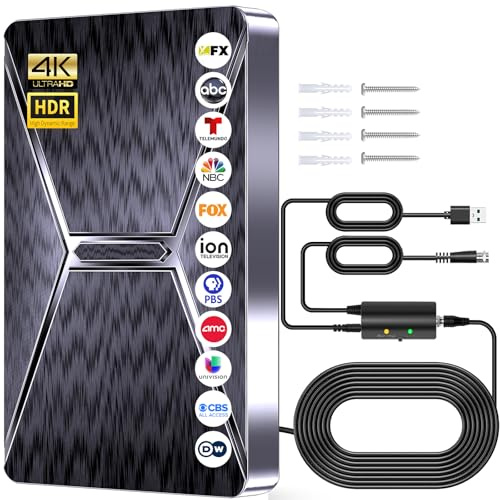Antena de TV interior mejorada 2026, antena digital HD de alcance de más de 3600 millas para Smart TV, más fuerte con amplificador de señal amplificado, soporta todos los televisores 4K, 8K, 1080p