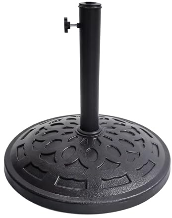 Relaxdays Pied de Parasol Vintage Rond Noir pour mâts 34–48 mm, Ø 49 cm, 33 x 49 x 49 cm