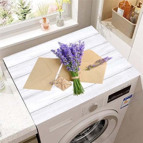 Hearda Housse Machine a Laver Paysage Lavande,Dessus Tapis Lave Linge Antidérapant,Housse de Protection pour Machine à Laver Top,Tapis de Protection pour Dessus Sèche-Linge (Gris,50x50cm)