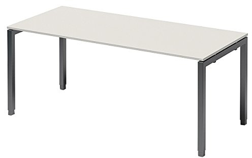 BISLEY Cito Schreibtisch, 650-850 mm höheneinstellbares U-Gestell, Metall, Gw334 Dekor Grauweiß, Gestell Anthrazitgrau, 80 x 180 x 85 cm