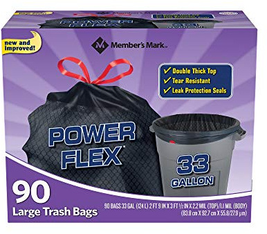 DAONEG Member's Mark Power Flex 33-Gallon Large Trash Bags, 90 ct.