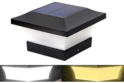 2 Beleuchtungsfarben Solar LED Pfostenleuchten Wasserdicht Garten Outdoor Pfosten Kappe Lampe für 4x4 Holzpfosten, Deck, Zaun, (Tageslichtweiß 6000K und Warmweiß 3000K)