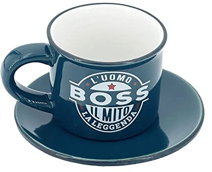 CLEARCO Taza de café personalizada con platillo - Boss