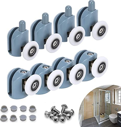 8 Stücke Duschtür Rollen, 23mm Duschkabinen Ersatzteile Laufrollen, Anti-Rost Duschtürrollen Ruhig Dusche Schiebetür Rollen Dauerhaft Laufrollen Duschtüren für Badezimmertüren Glastür