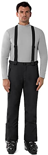 33,000ft Herren Skihose Hosenträgerhose Outdoorhose Wasserdicht Winddichte Softshellhose Warme Gefütterte Schneehose Snowboardhose Skilanglaufhose Thermohose Winter Ski Pants Schwarz 34