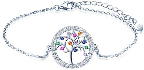 PANDA LUXURY JEWELLERY Armband Damen Silber 925 Glänzende Armbänder Elegante Schmuck für Sie Mädchen Einstellbare Länge mit Kristallen Baum des Lebens Damen Armband Kommt mit Geschenkbox
