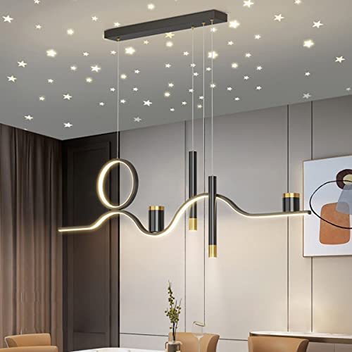 Bellastein Neu Entwurf sternenklarer Himmel Pendelleuchte LED Esstisch Hängelampe Höhenverstellbar Fernbedienung Deckenleuchte für Esszimmer Wohnzimmer Bürolampe (Schwarz)