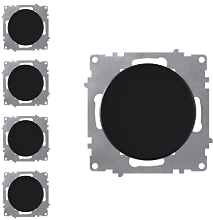 OneKeyElectro Set: 5x Ein-Aus-Lichtschalter Set, Lichtschalter Unterputz, matt-Antifingerprint, Schutzart IP20, 230V/16A, ohne Rahmen - schwarz