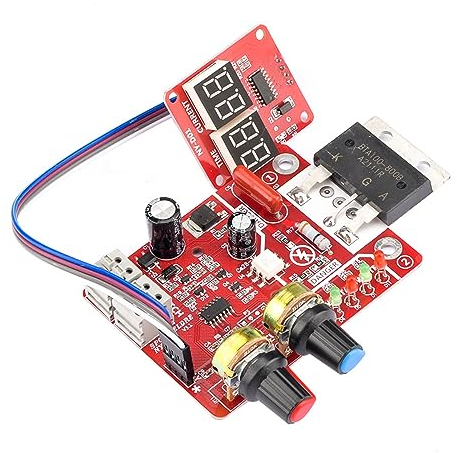 POFET Scheda di Controllo per saldatrice a Punti 100A Display Digitale Modulo per Saldatura a Punti Amperometro per temporizzazione del Pannello del Controller di Corrente e Tempo