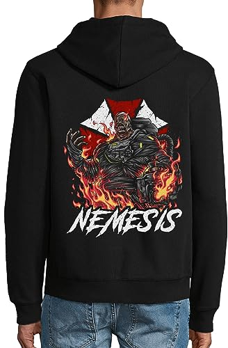 Nemesis Zombie Evil Corp Veste zippée à Capuche en mélange de Coton Sweat à Capuche Noir X-Large