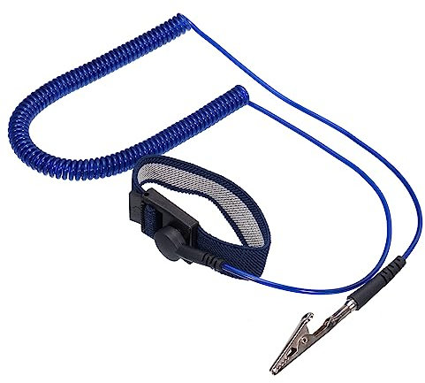QUARKZMAN ESD Antistatisch Handgelenk Riemen 6ft PU Einstellbar Antistatik Armband Set Verkabelt für Computer Elektronik Reparatur Blau