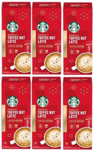 STARBUCKS Toffee Nut Latte Instant Coffee x4 Sachets Christmas Seasonal Limited Edition (Pack of 6, Total 24 Sticks)