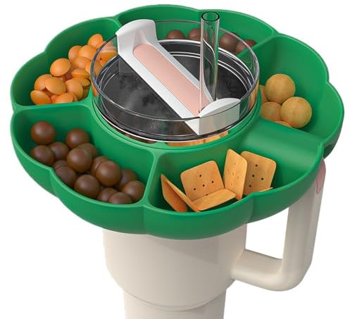 EAUSO Snack Bowl for Stanley 40 Oz Tumbler, Stanley Snack Tray, Silicone Snack Bowl for Stanley Reusable Food Platter Storage Containers (Color : Green)