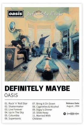 AmAzwi DESHVA Definitely Maybe – Musikalbum, Poster, Leinwand, Poster, Schlafzimmer-Dekor, Sportlandschaft, Büro, Raumdekoration, Geschenk, Unrahmen: 20 x 30 cm