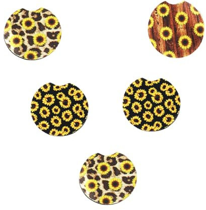 Cabilock 5 Piezas Posavasos de Neopreno Almohadilla para portavasos de Coche portavasos del vehículo Posavasos Coche Posavasos portavasos para Coche Bebida Estera Alfombrilla Redonda Auto