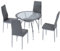 HOMCOM Conjunto de Mesa y Sillas de Comedor Juego de Mesa de Cocina con 4 Sillas con Tablero Vidrio Templado y Patas de Acero Carga 120 kg Gris