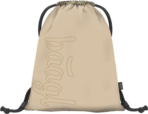 Baagl Turnbeutel für Jungen, wasserdichte Schuhbeutel für Kinder, Schule und Kindergarten Sportbeutel für Junge, Sportrucksack, Gymsack (Beige)
