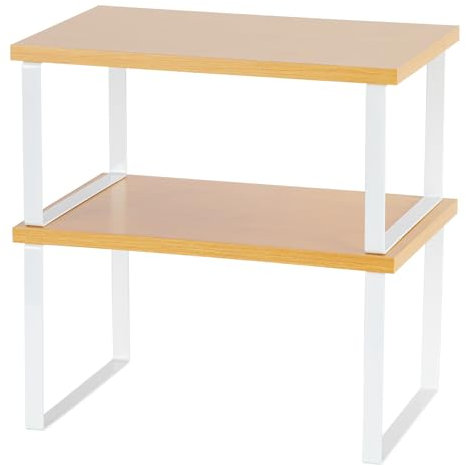 E-ROOM TREND Lot de 2 étagères de comptoir de cuisine, faciles à assembler, étagère à épices, organisateur de tasses, organisateur d'assiettes, étagère de bureau pour bureau, empilable, extensible