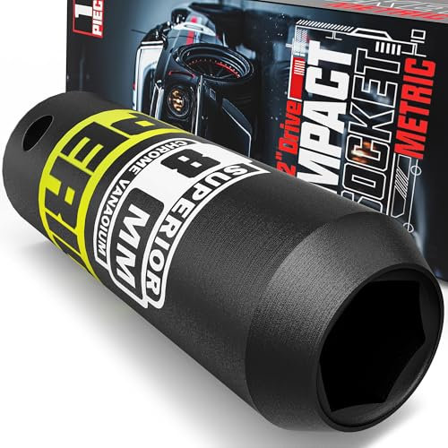 KIRXST 1/2 Drive 8mm Deep Impact Socket, 6 Point CR-V Deep Socket, 78mm Length, Auto Trucks Car Tires Repairing DIY Mechanic Tool