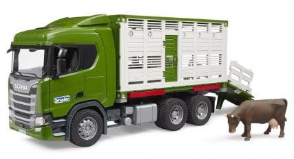pour Bruder Camion betaillere Scania avec 1 Vache - 53,5×18,5×26,5cm - Transport Animaux, bovin - Set vehicule agricole + Carte