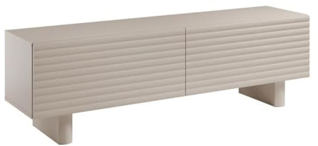 Vente-unique-Meuble TV avec 2 Portes en MDF - 150 cm - Beige - LUDIMA