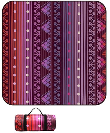 Hearda Moderner Bohème-Stil Faltbar Picknickdecke, Picknickdecke Wasserdicht Isoliert Sandfrei, Outdoor Groß Klein Strandmatte, für Picknick, Strand Camping Teppich (Lila,150x200cm)