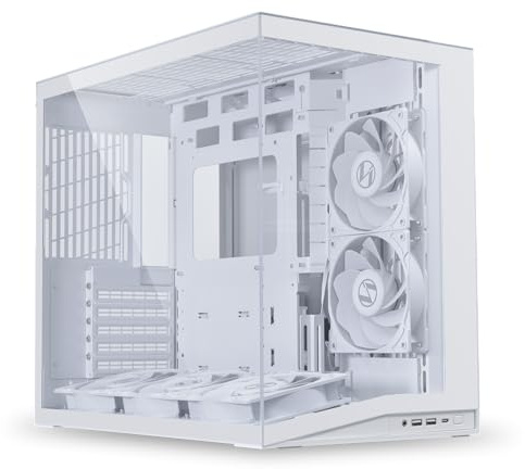 LIAN LI O11D MINI V2 Flow | Compact ATX Mid-Tower Airflow Computer Case | Panoramic View | High Performance Airflow | Includes 5 x 120mm Reverse Blade Fans | Cable Management | White (O11DMIV2FW)