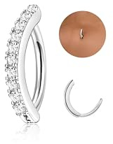 JeryWe Piercing Nombril Clicker 14G, Anneau Courbé Inversé CZ, 10-12 mm | Acier Chirurgical Hypoallergénique, Bijou De Corps pour Femme, Confortable À Porter, Idéal pour L’Été Et Les Vacances