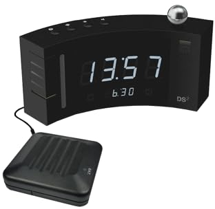 Humantechnik Digitaler Lichtwecker mit lautem Alarm für Schwerhörige & Senioren, Schwarz