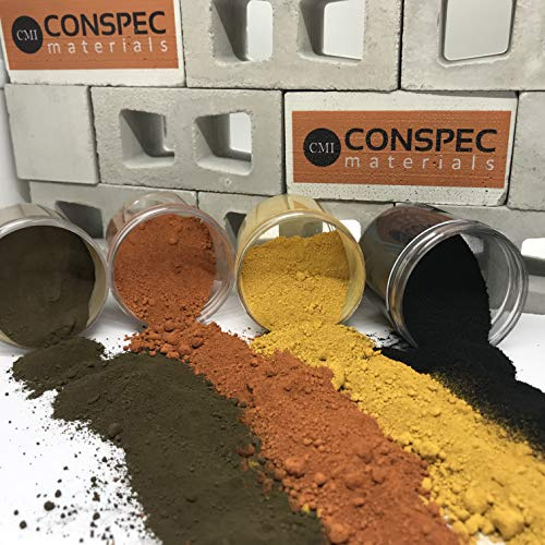 Conspec 8-oz. Mixed Colors Powdered Color for Concrete, Cement, Mortar, Grout, Plaster Brown, Jet Black, Yellow, Terracotta, Colorant, Pigment