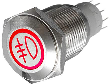 Mintice Wippschalter aus Metall, 16 mm, für rotes -Licht für Fahrzeuge