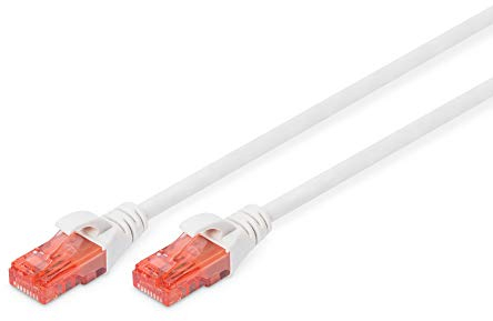 DIGITUS Cable LAN Cat 6 - 3m - Cable de red RJ45 - UTP sin apantallar - Compatible con Cat-6A y Cat-5e - Blanco
