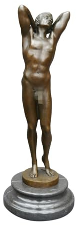 Antike Fundgrube Bronze Figur erotischer Männerakt auf edlem Marmorsockel | Skulptur Deko | H: 31 cm (5642)