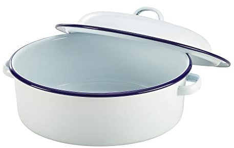 Barmans BYX0B0A6289 Enamel Roaster with Lid, White, 20cm