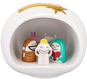 Alessi AMGI10SET - Set Presepe di Design con Riproduzione della Grotta e Statuine in Porcellana Decorate a Mano, 10 Pezzi, Multicolore, 20.00 x 22.00 x 19.00 cm
