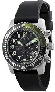 Zeno-Watch Herrenuhr - Airplane Diver Quartz Chronograph Numbers, Black/Green - 6349Q-Chrono-a1-8