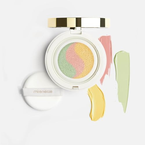 Mirenesse Cosmetics Tone Correcting Primer - 10 Collagen Cushion Makeup Compact - WINNER BEST PRIMER - Colour Corrector for Oily & Dry Skin - Paraben Free & Cruelty Free - (15g)