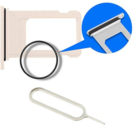 MMOBIEL SIM Card Slot Tray Holder Replacement Compatible with iPhone SE 2022 / SE 2020/8 Series - Incl. Rubber Gasket and Sim Pin - Gold