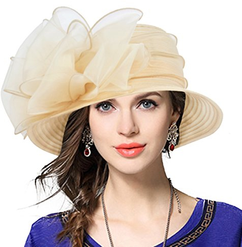 VECRY Signora Oaks Derby Vestito Chiesa Campana Secchio Matrimonio Bombetta Cappelli (Albicocca)