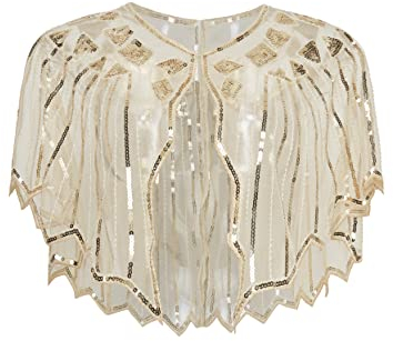 BABEYOND Damen Umschlagtücher für Abendkleid 1920s Retro Schal Hochzeit Party Braut Schal Gatsby Kostüm Accessoires (Beige)