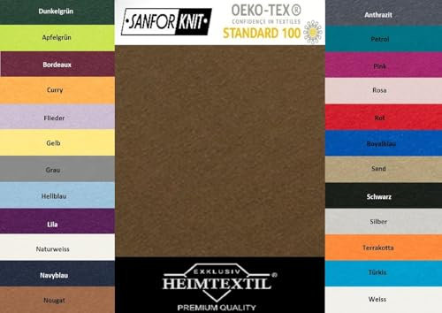 EXKLUSIV HEIMTEXTIL Marke Jersey Spannbettlaken 140-160 x 200 cm 100% Baumwolle Öko - Tex Zertifiziert, Markenqualität, Matratzenhöhe bis 25 cm, Schokobraun