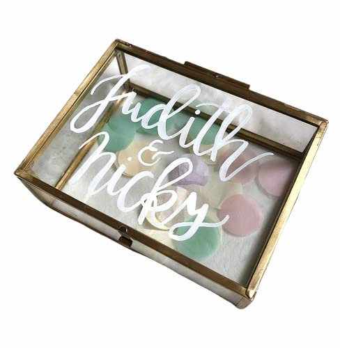 Individuell beschriftete Ringbox aus Glas in gold & silber Hochzeit personalisiert Geschenk