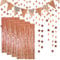 KAARI 4 STK Lametta Vorhänge Dekoration und Flagge Bunting Banner und Glitter Papier Sternform Girlande für Geburtstag Hochzeit Bachelorette Party Foto Hintergrund Tür Wanddekorationen (Rose Gold)