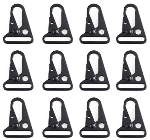 TRIWONDER Vergrößerte Mund-Clips Haken, Clips Haken, Karabiner Schlüsselanhänger für Paracord Rucksack Outdoor Aktivitäten (32mm Schwarz (12 TLG))