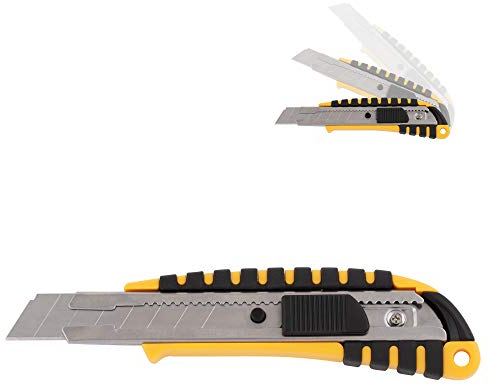 D.RECT 2048 2048-5 Pezzi Cutter con Guida in Metallo 18mm | Impugnatura in Gomma | Taglierino Professionale, Ricambio, Lame da Spezzare, 5