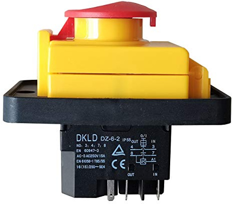DKLD DZ-6-2 5-poliger elektromagnetischer Schalter Not-Aus-Schalter für industrielle Werkzeugausrüstung, AC-3 AC250V 15A 5E4 IP55